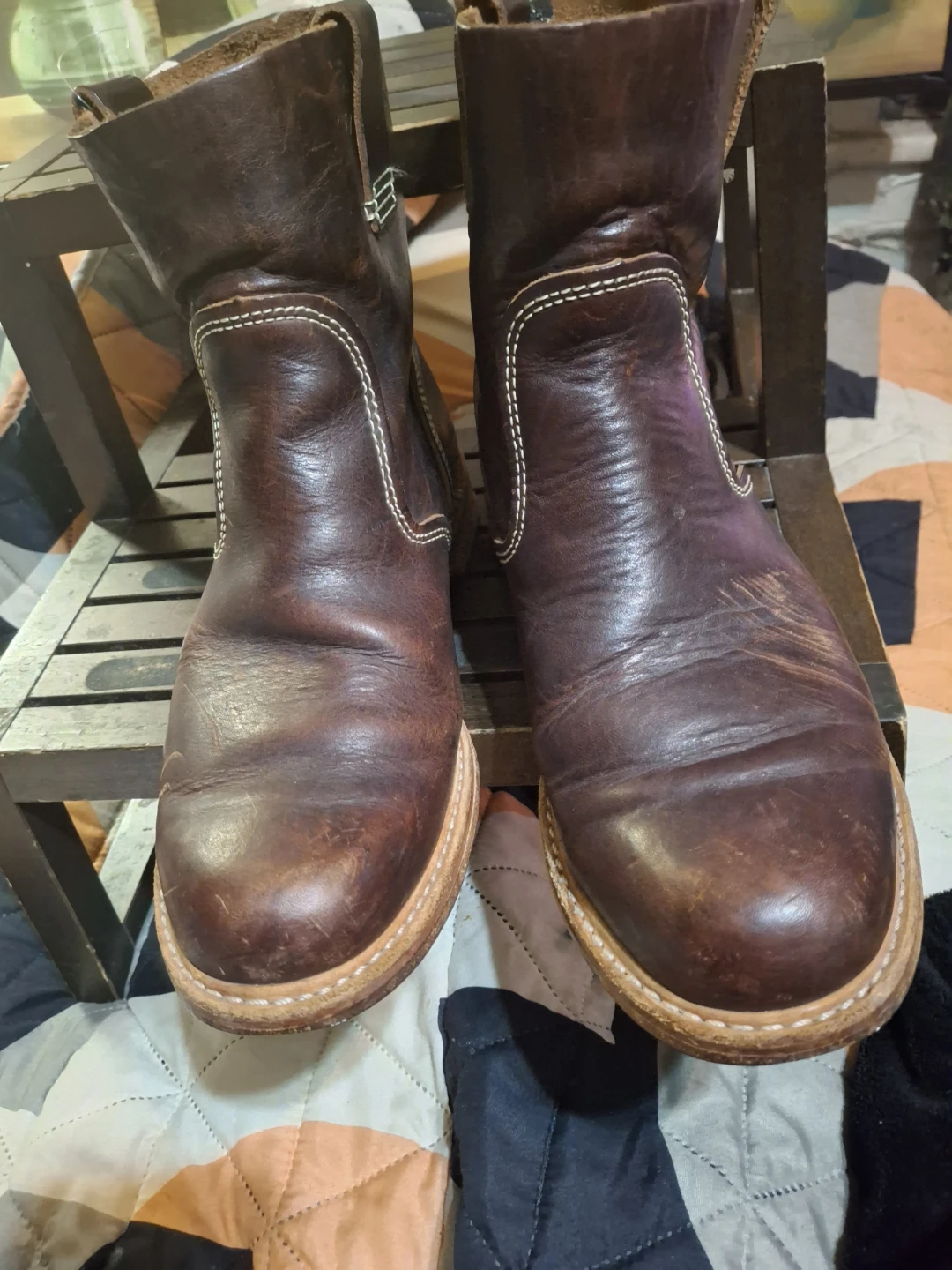 Dark Brown Leather Pull-On Work Boots