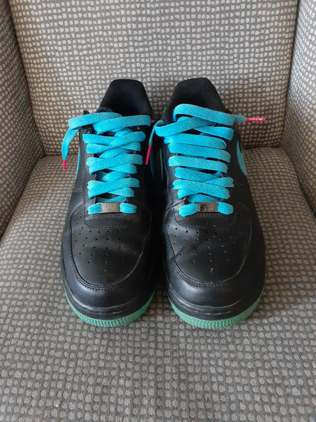 Nike Air Force 1 Black with Teal Accents - photo 2