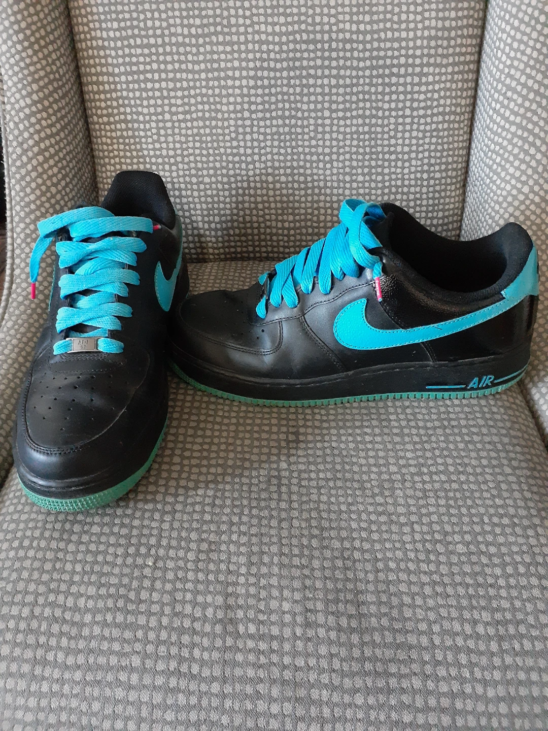 Nike Air Force 1 Black with Teal Accents