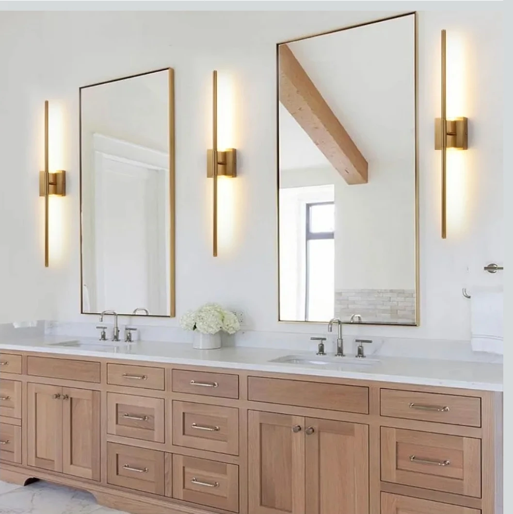 Set of 2 Brushed Brass Gold LED Wall Sconces - photo 3