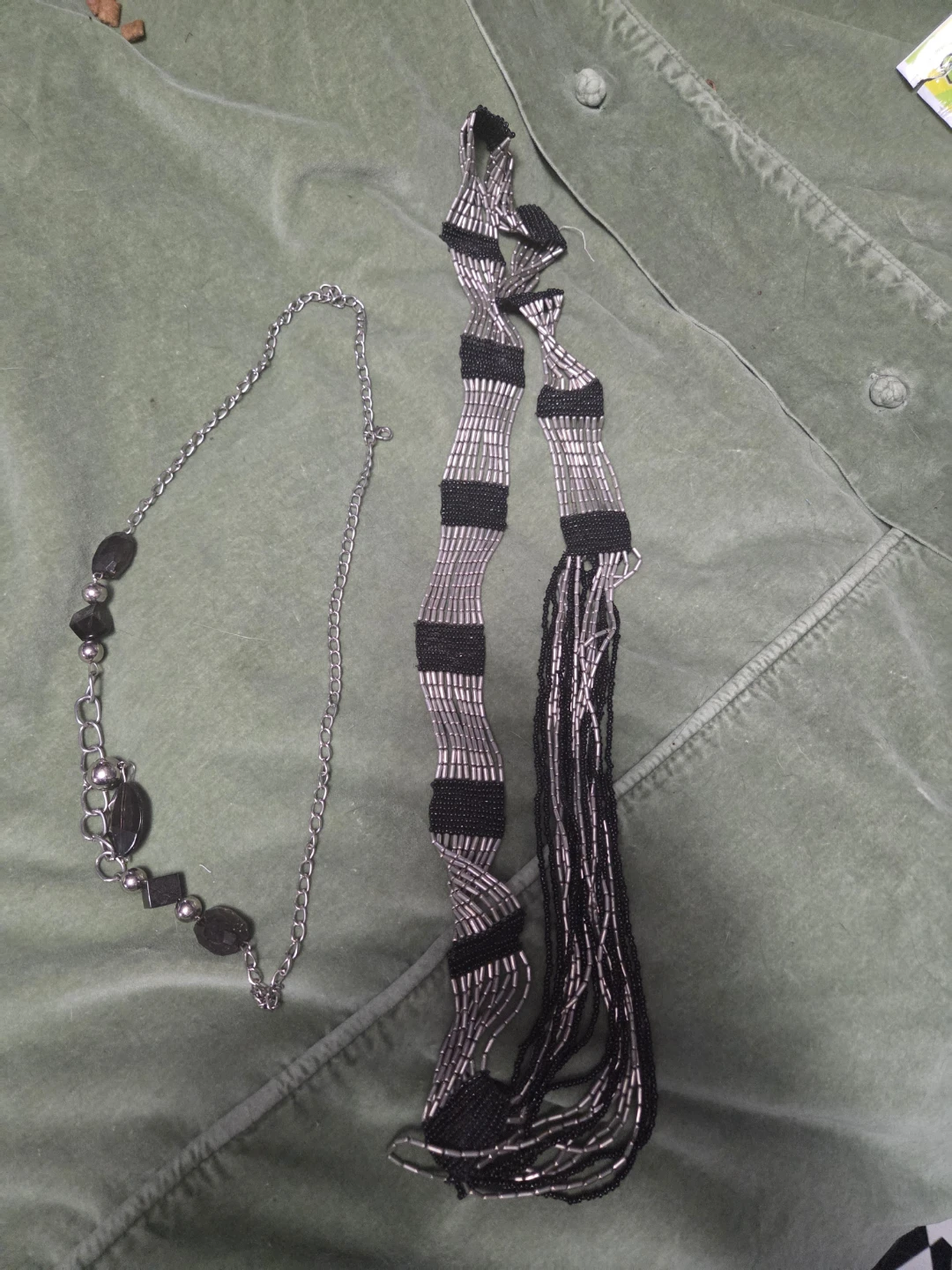 Set of Two Black and Silver Tone Necklaces