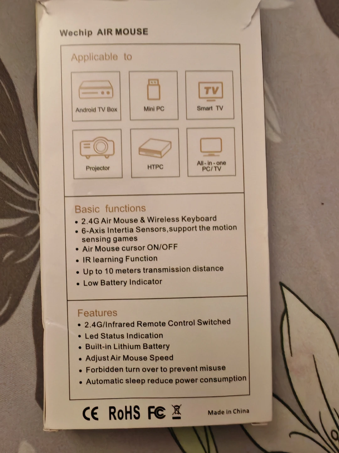Wechip Air Mouse Remote + Mini Wireless Keyboard - photo 3