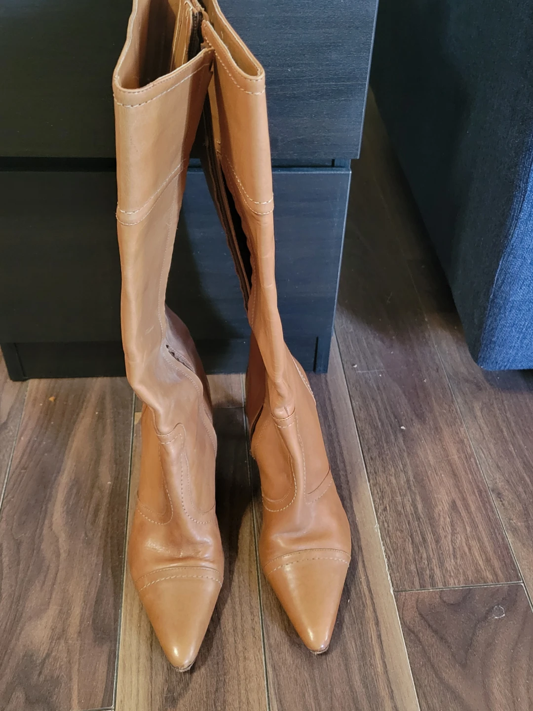 Tan Leather Knee-High Boots - photo 3