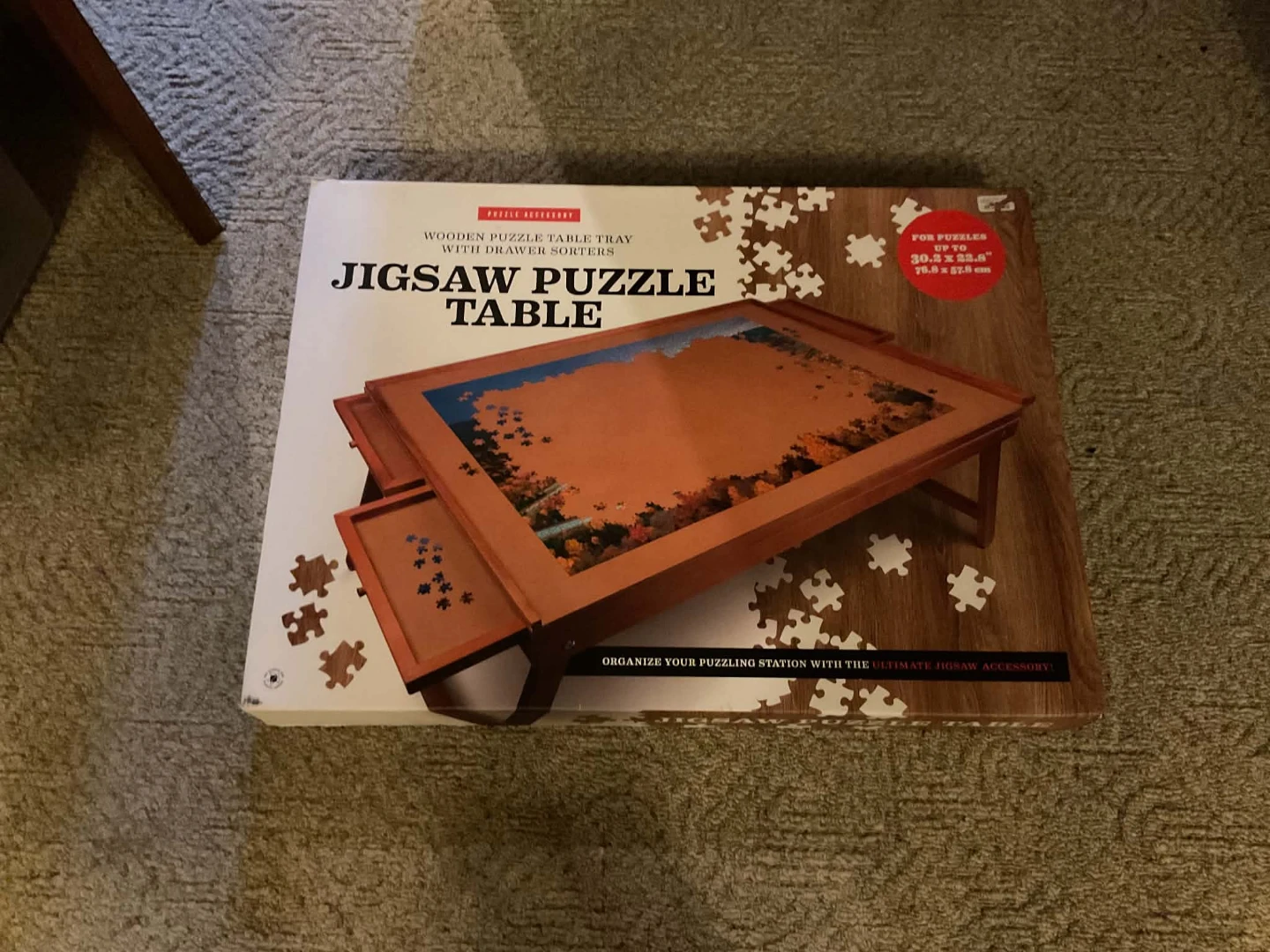 Wooden Jigsaw Puzzle Table with Drawer Sorters