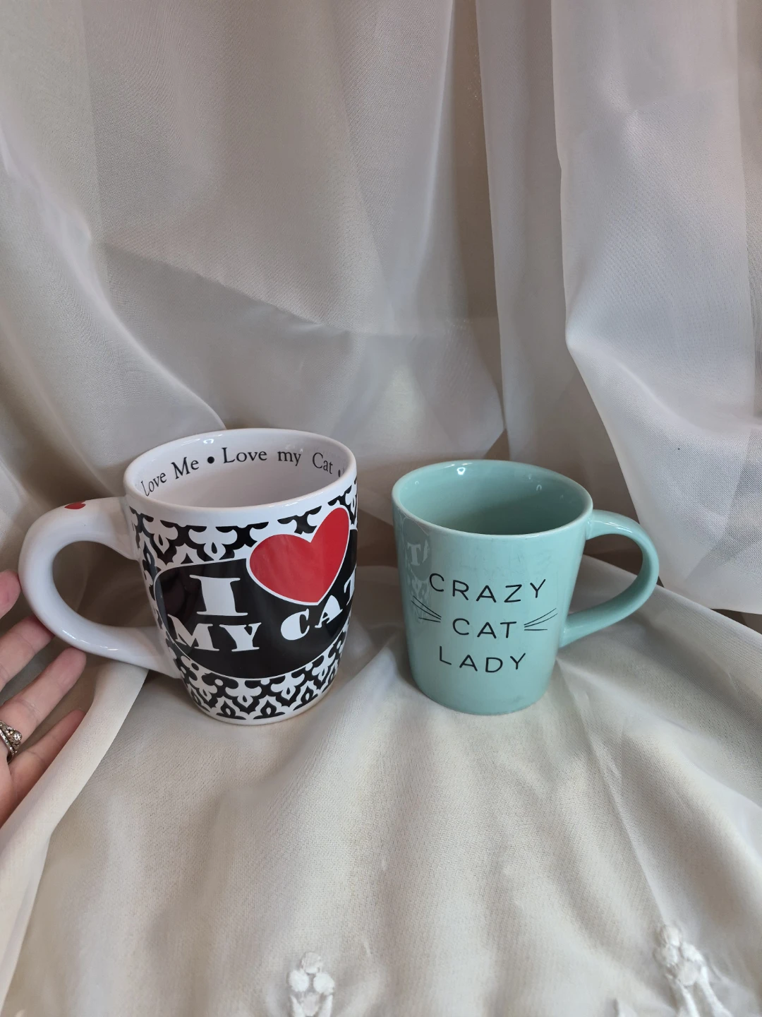 2 Large Ceramic Cat Mugs