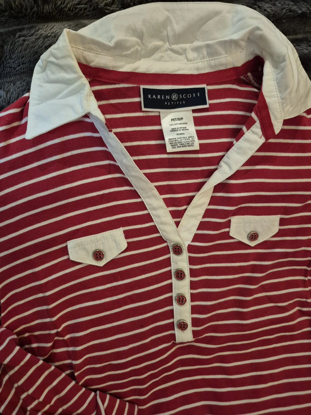 Karen Scott Petites Striped Top - Small - photo 3