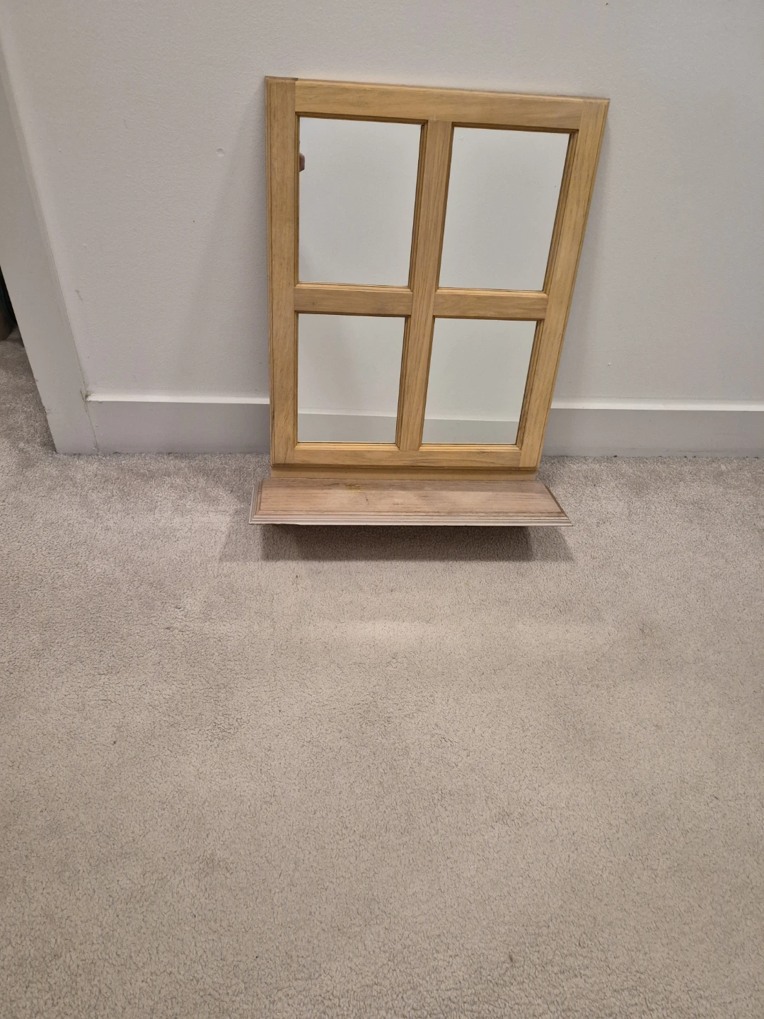 Window pane wall mirror with shelf - photo 4
