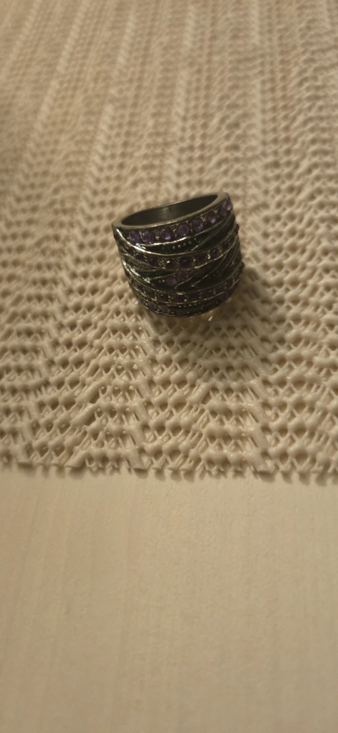 Wide Purple Rhinestone Band Ring - photo 2