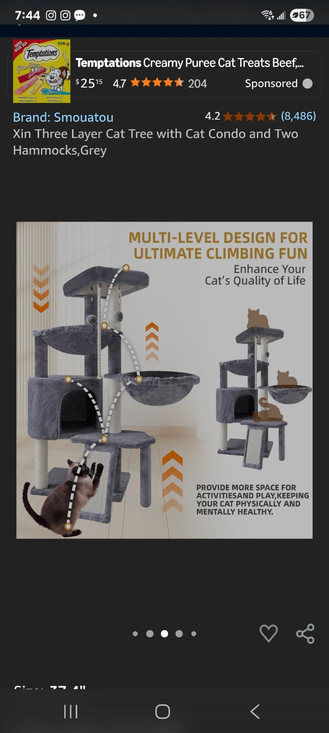 Cat Tree with Cat Condo and Two Hammocks New - photo 5