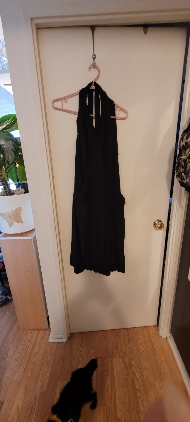 Black Sleeveless Button-Front Dress