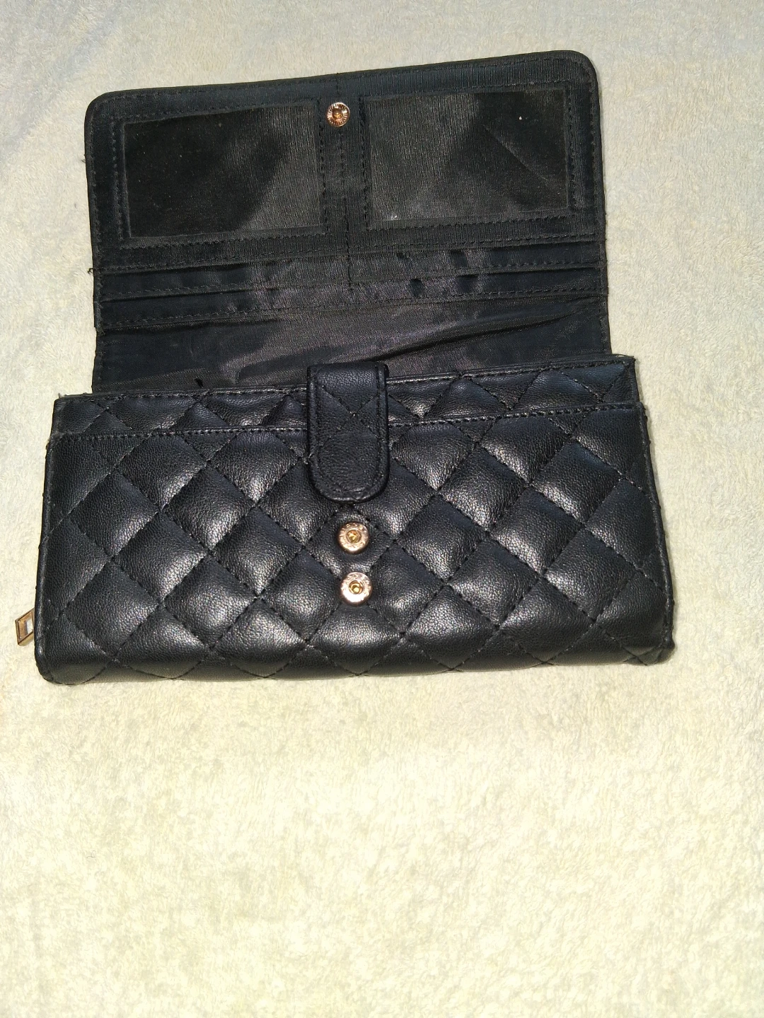 Black Quilted Long Wallet - photo 4