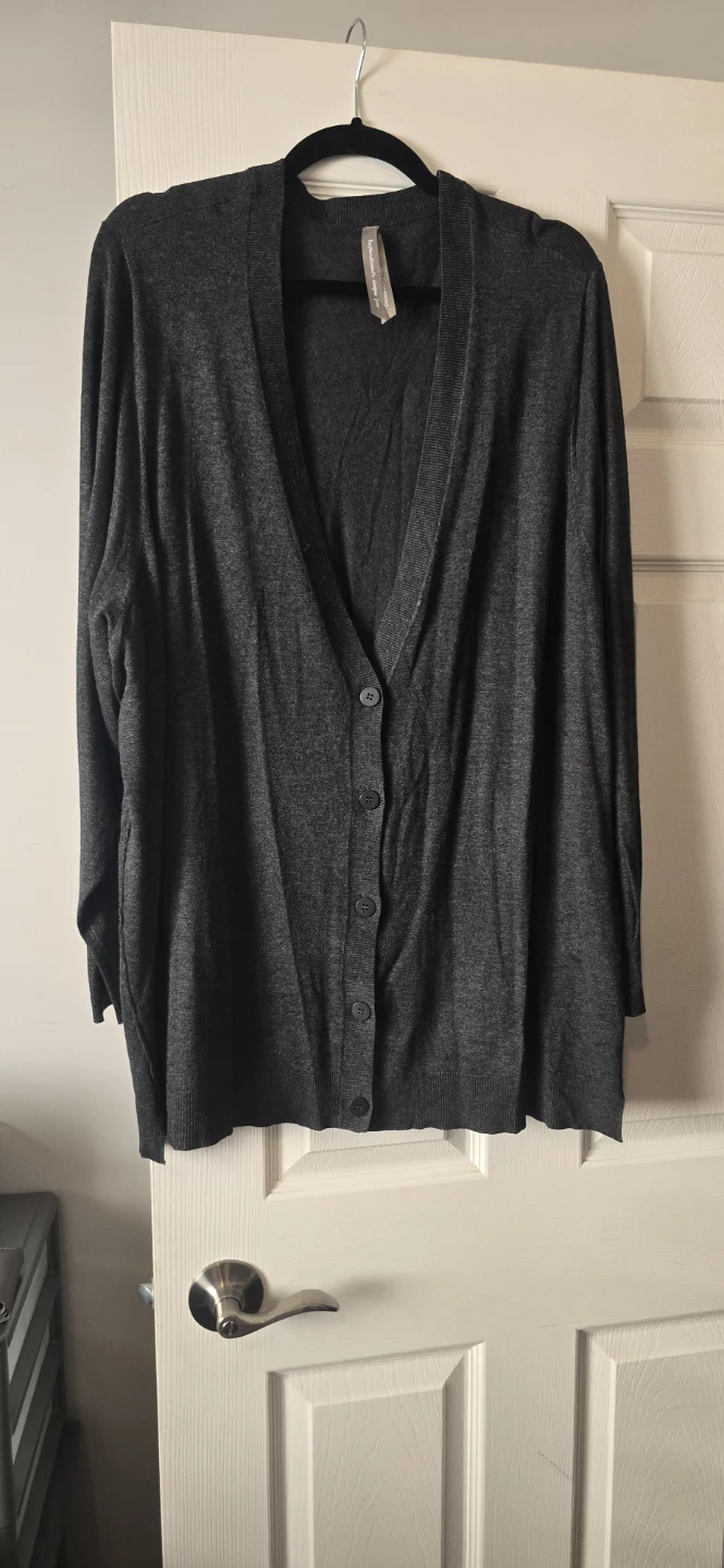 Grey Button-Front Cardigan 3x