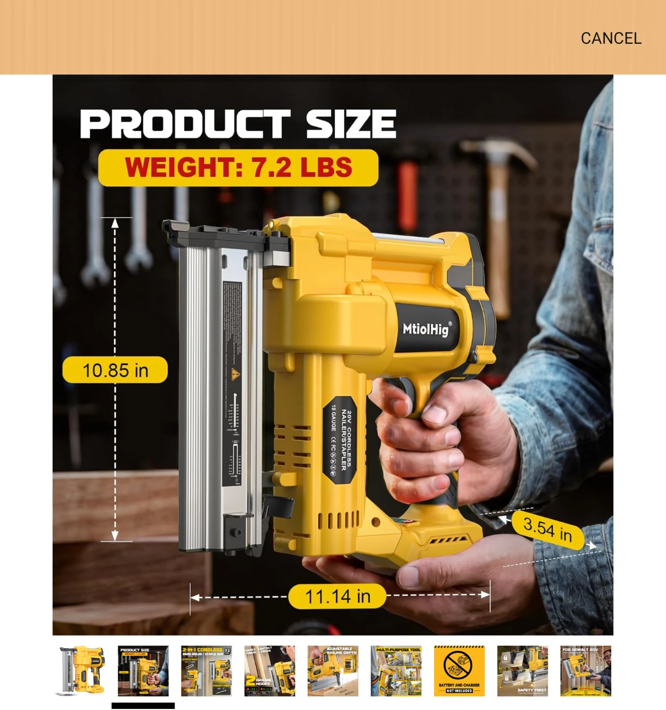 MtiohHig 20V Cordless 2-in-1 Brad Nailer / Staple Gun - photo 2