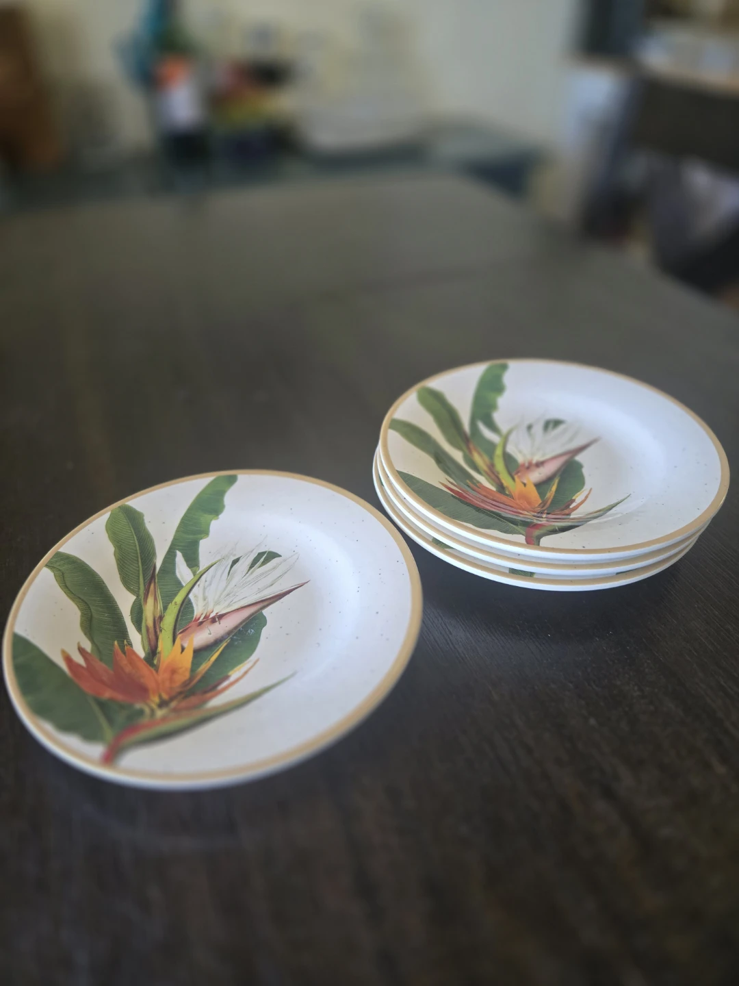 4 Melamine Plates - Bird of Paradise Flower Design - photo 3