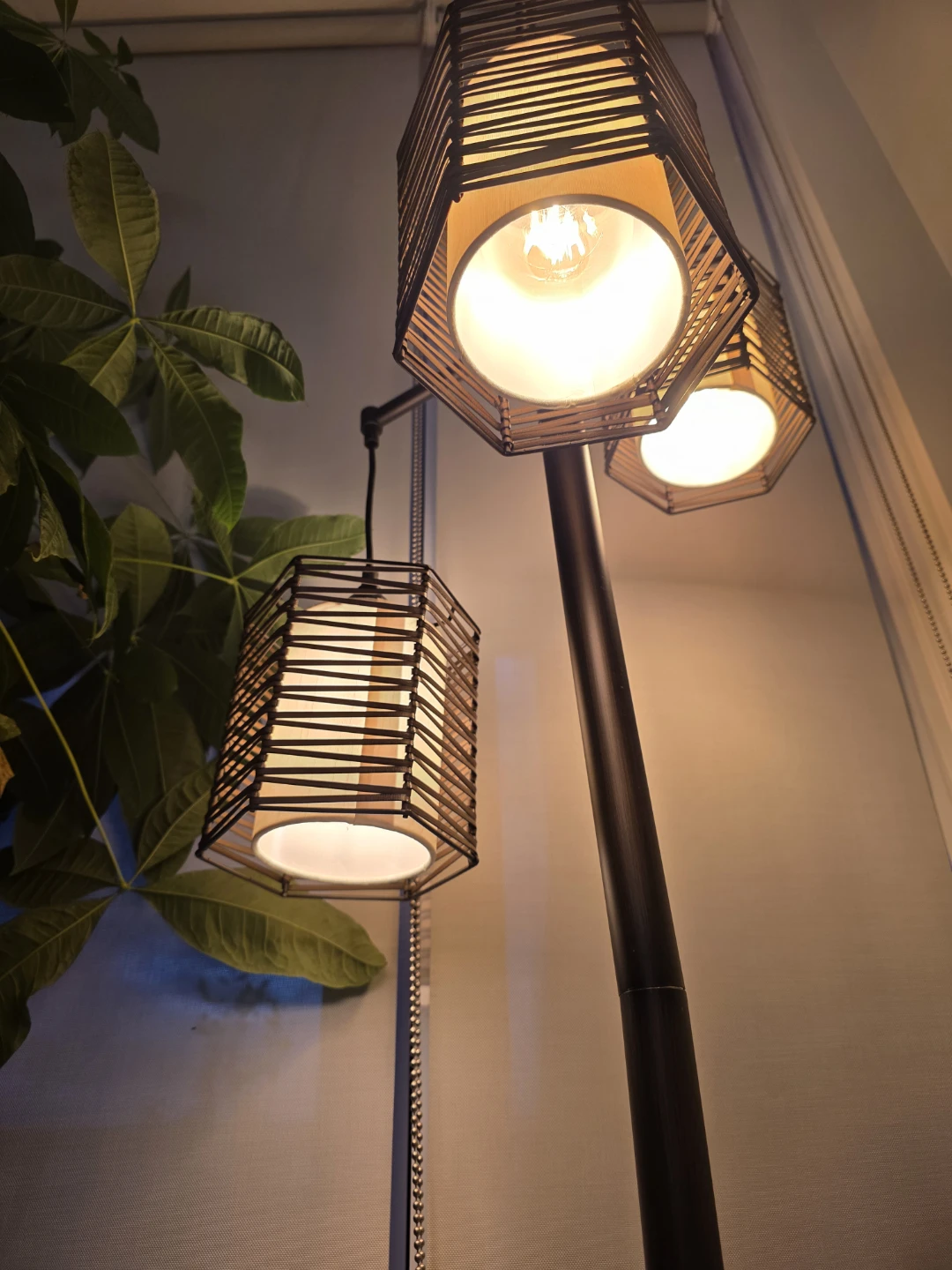 Three-light Floor Lamp with Hexagonal Shades