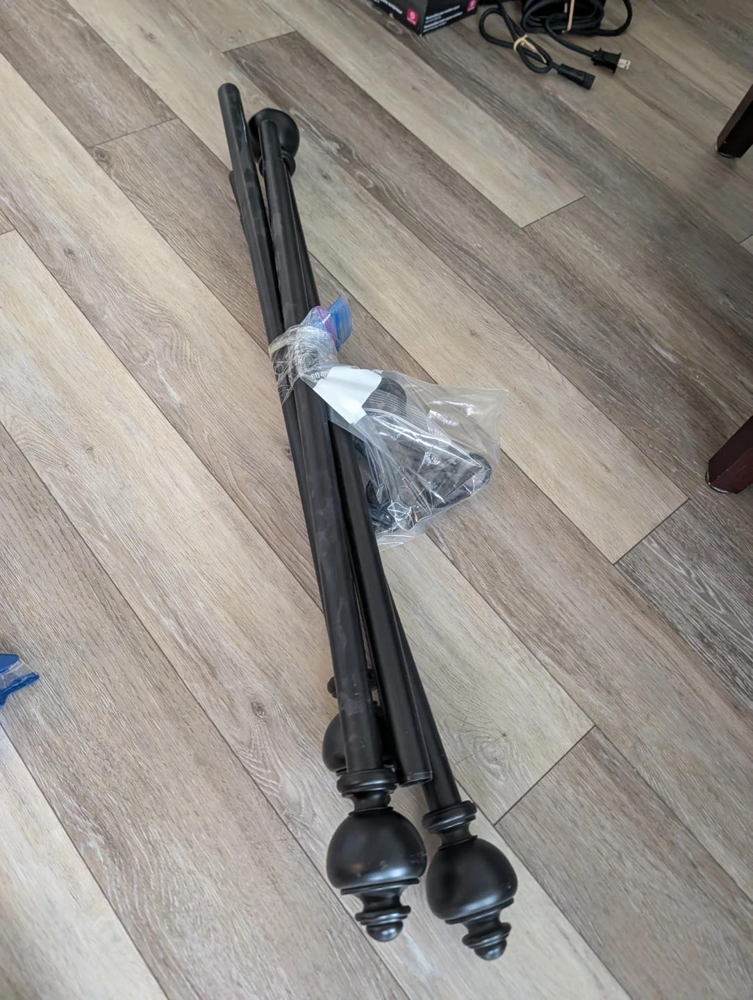 Extendable Black Curtain Rod with Finials - photo 3
