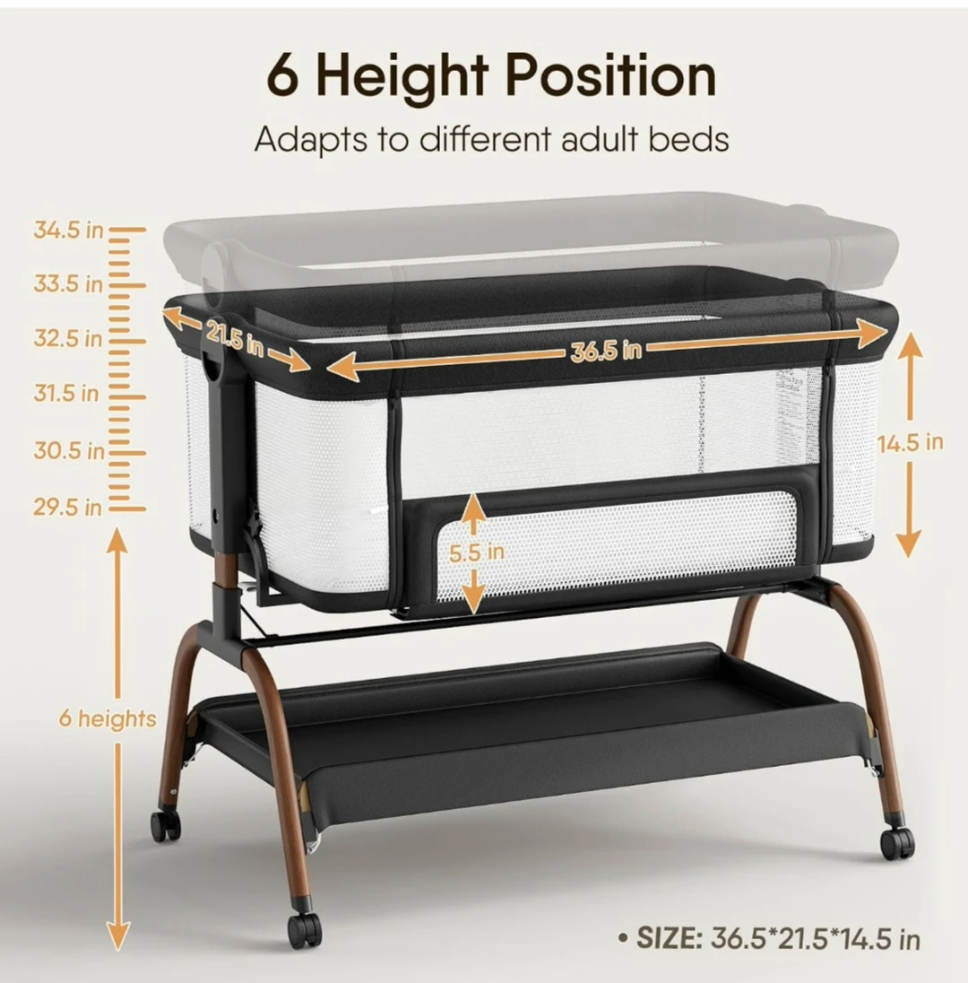 BabyBond 3-in-1 Baby Bassinet Bedside Sleeper - photo 4