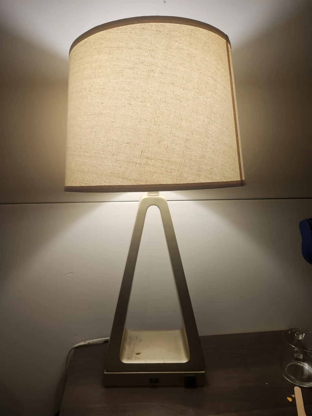 A-Frame Table Lamp with Built-in Outlet