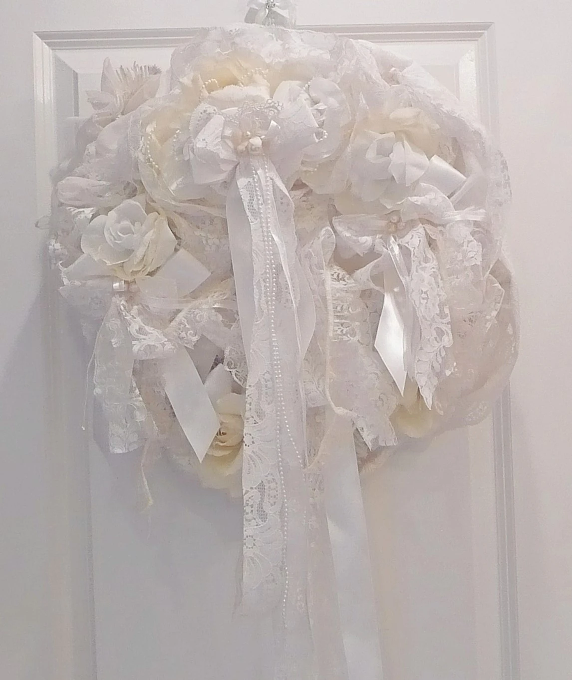 Decorative White Fabric Wreath