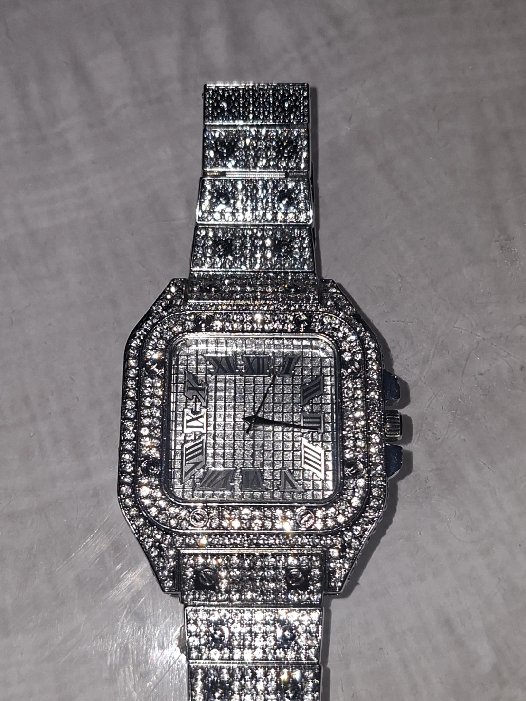 Iced Out Silver Tone Square Wristwatch - photo 2