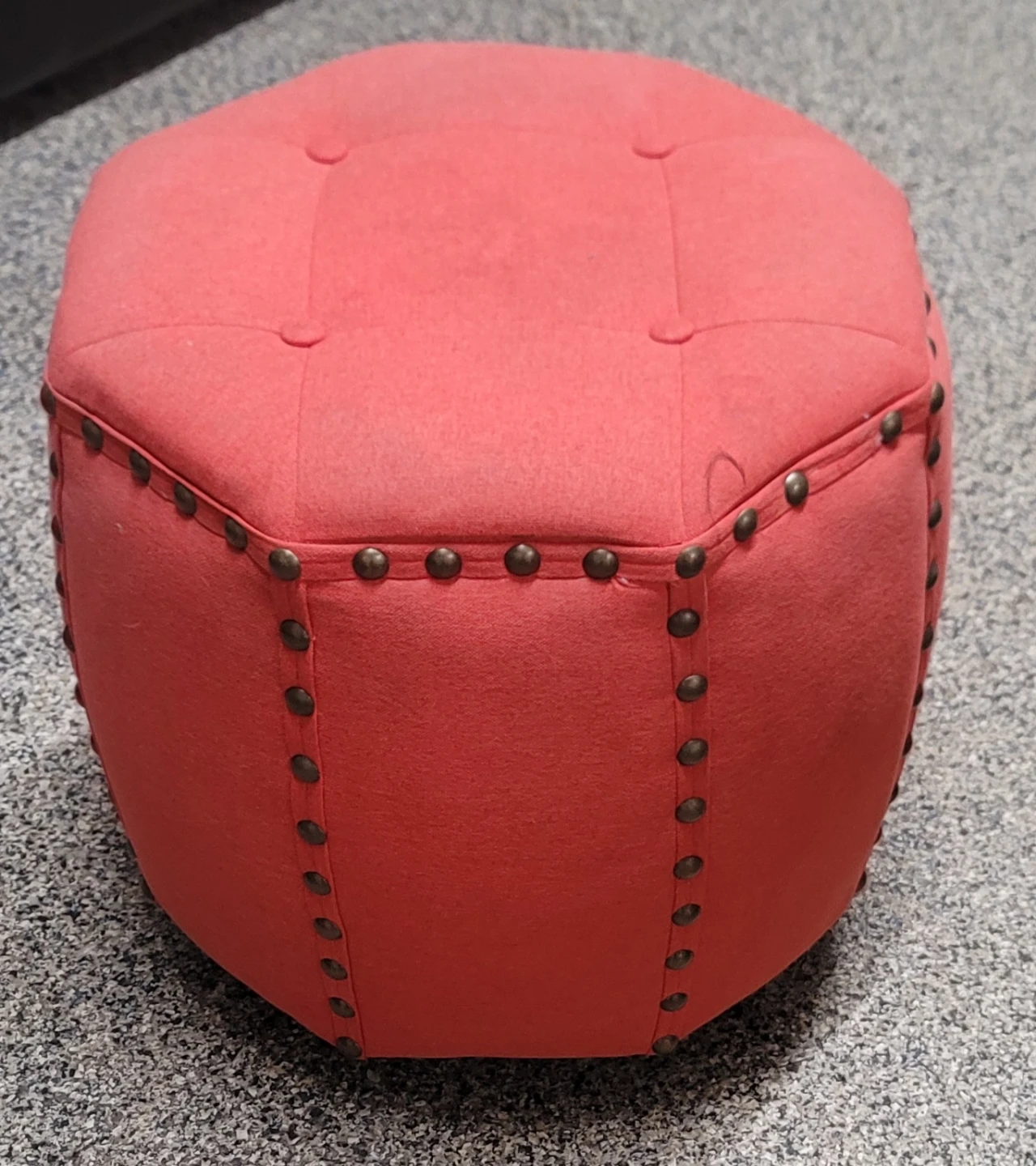 Coral Tufted Fabric Ottoman - photo 2