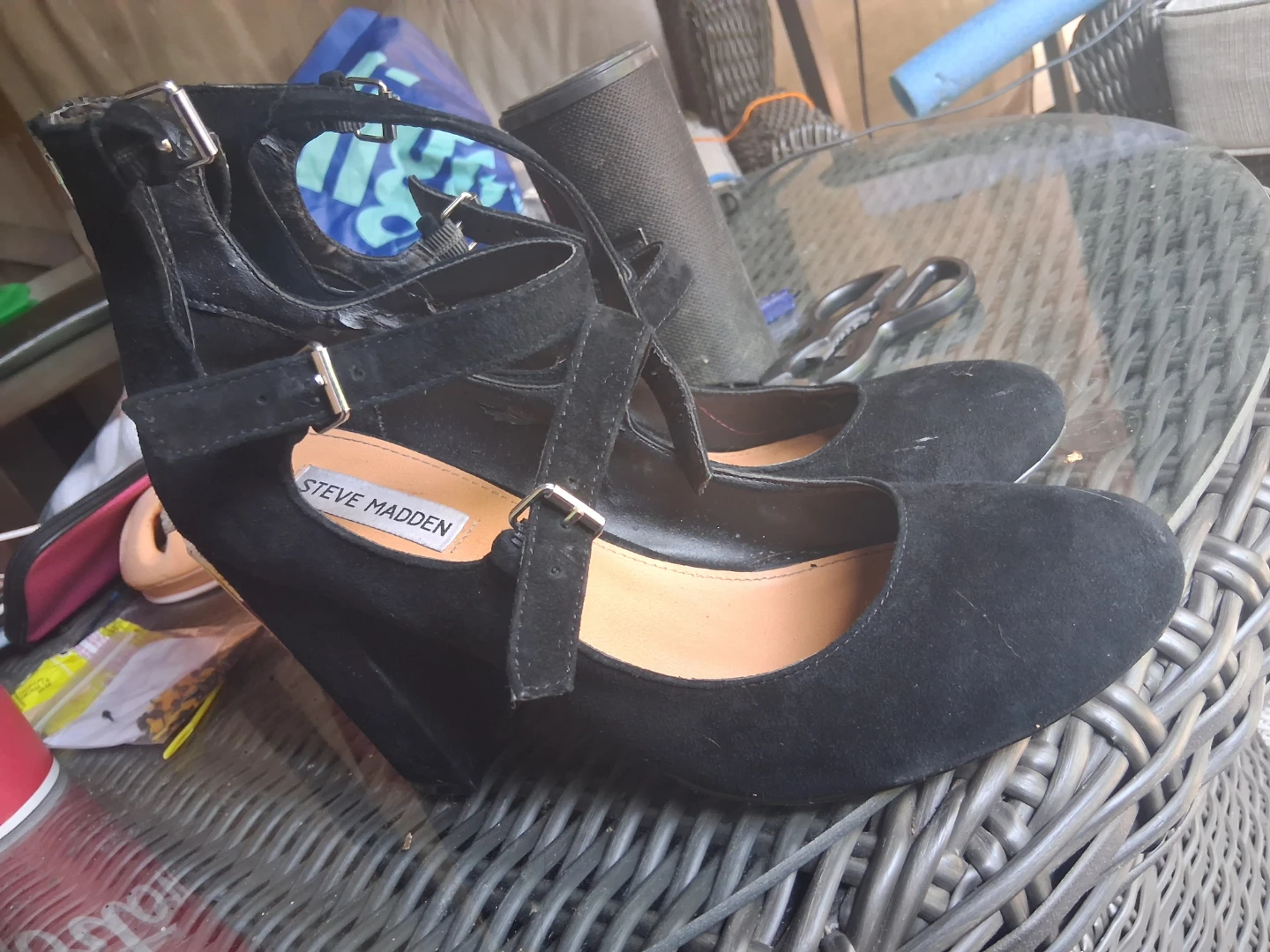 Steve Madden Black Suede Heeled Sandals