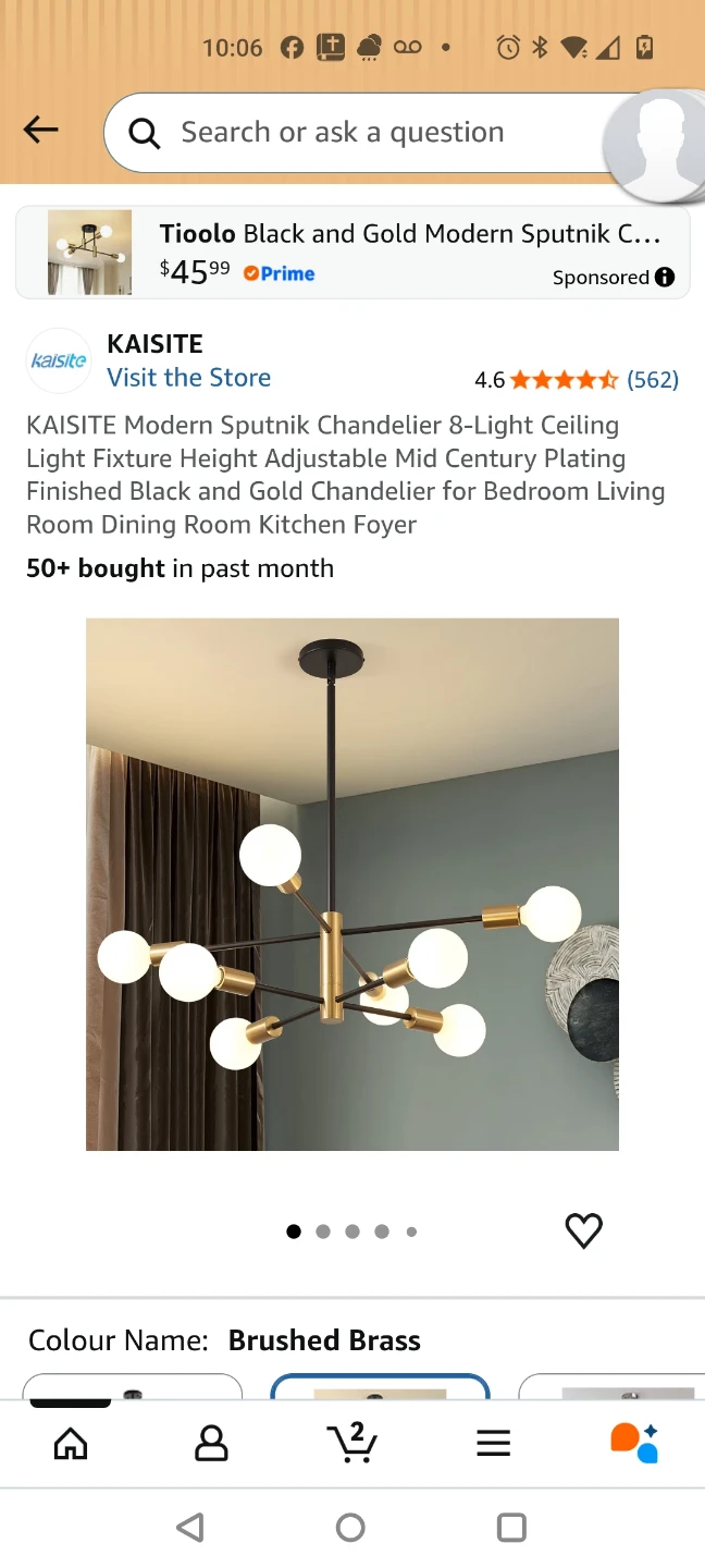 KAISITE Modern 8-Light Sputnik Chandelier