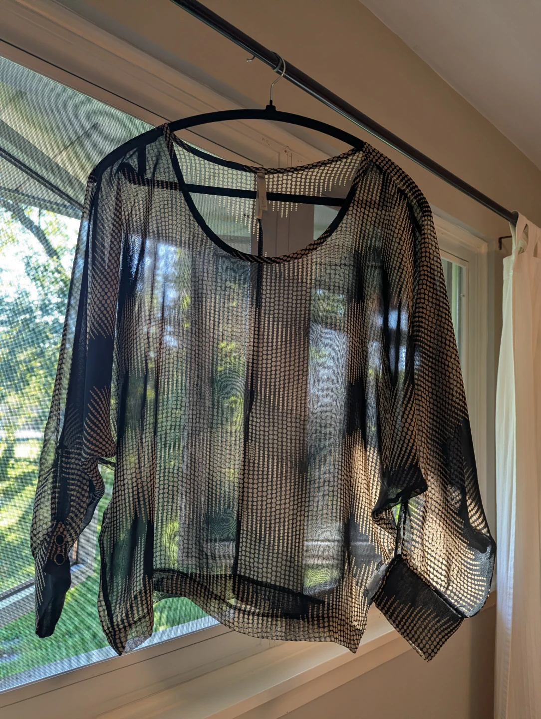 Mono B Black and Beige Patterned Blouse
