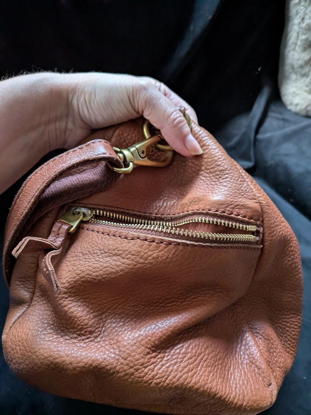 Vintage Fossil Brown Leather Handbag Shoulder Bag - photo 5