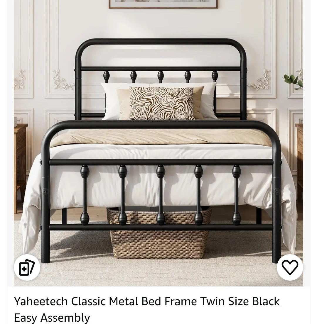 Ymsingle Twin Size Metal Bed Frame - Black