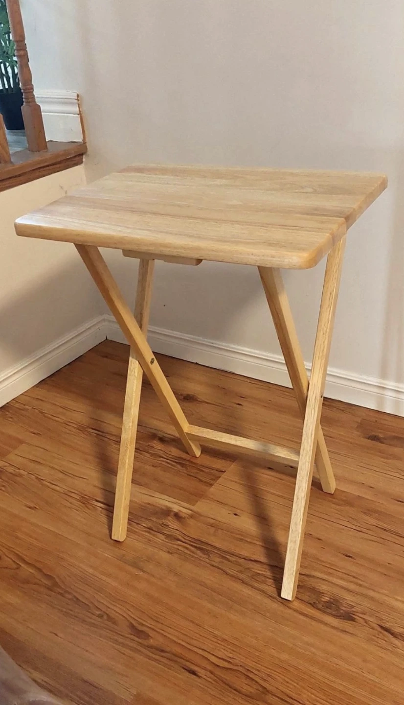 Two Solid Wood Folding TV Tray Table