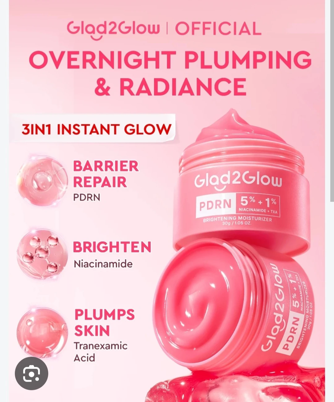Glad2Glow PDRN Brightening Moisturizer 30g - photo 3