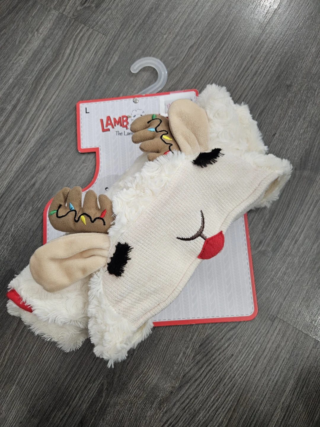 Lamb Chop Dog Hoodie/Costume with Holiday Antler - Size L - photo 4