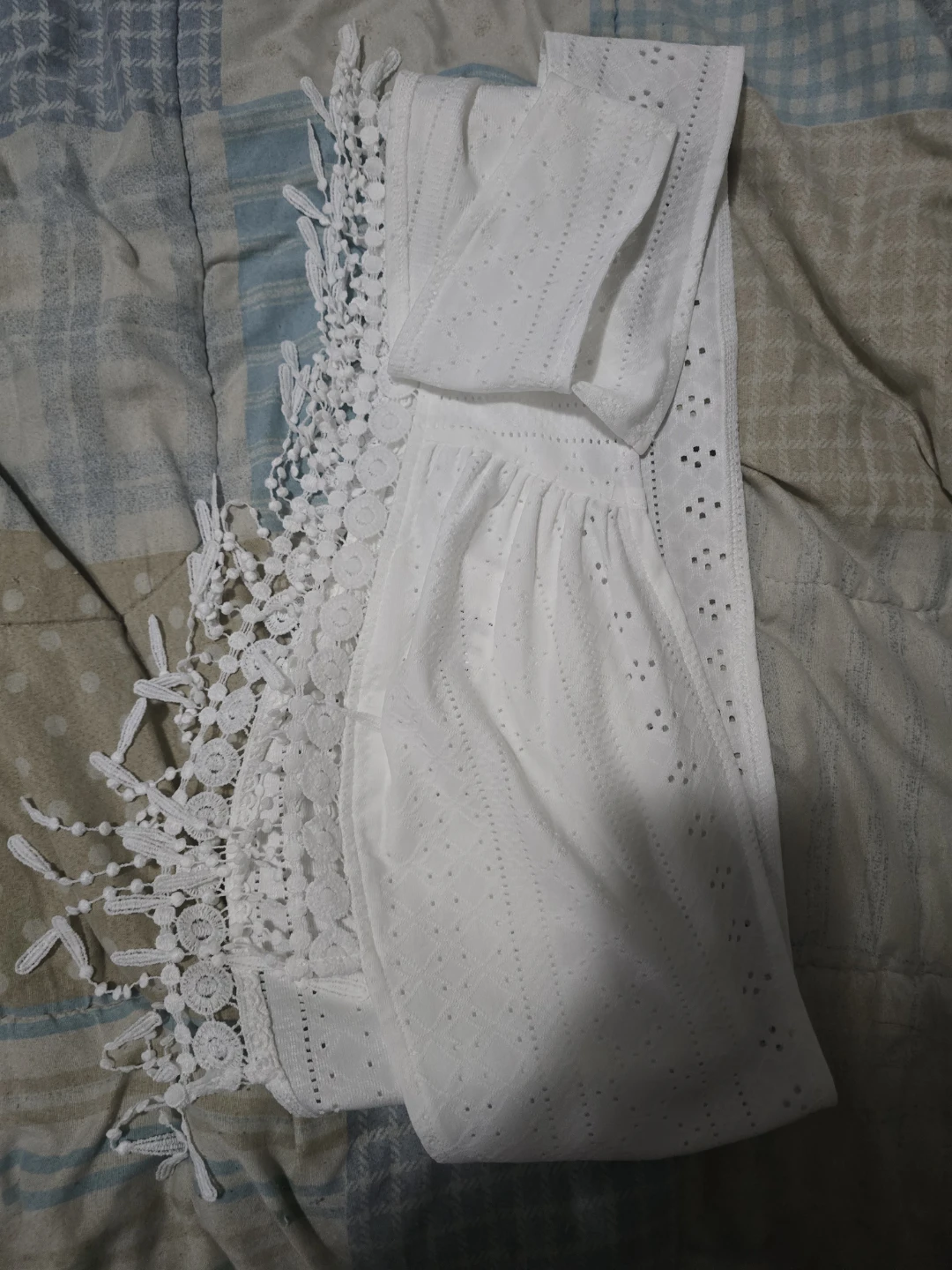 White Eyelet Crochet Halter Top