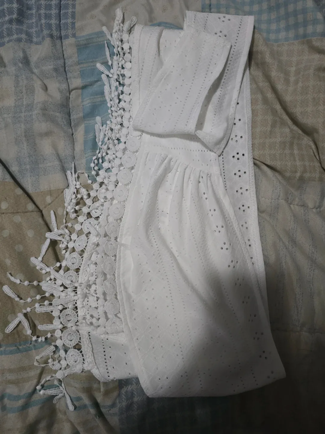 White Eyelet Crochet Halter Top