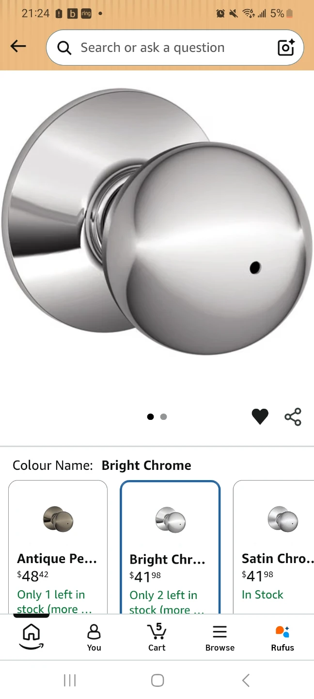 Schlage Privacy Door Knob - Bright Chrome - photo 2