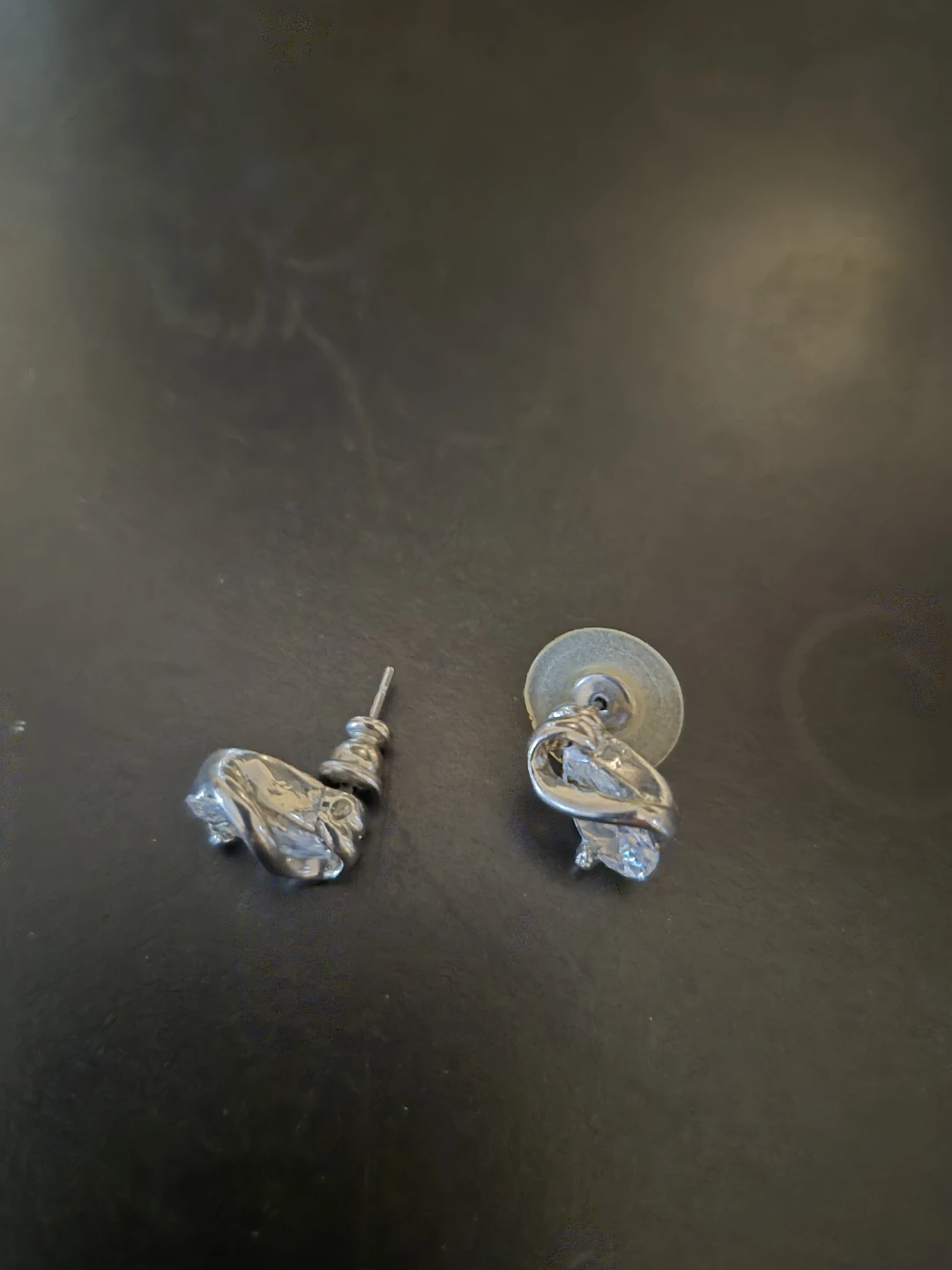 Silver-Tone Crystal Stud Earrings