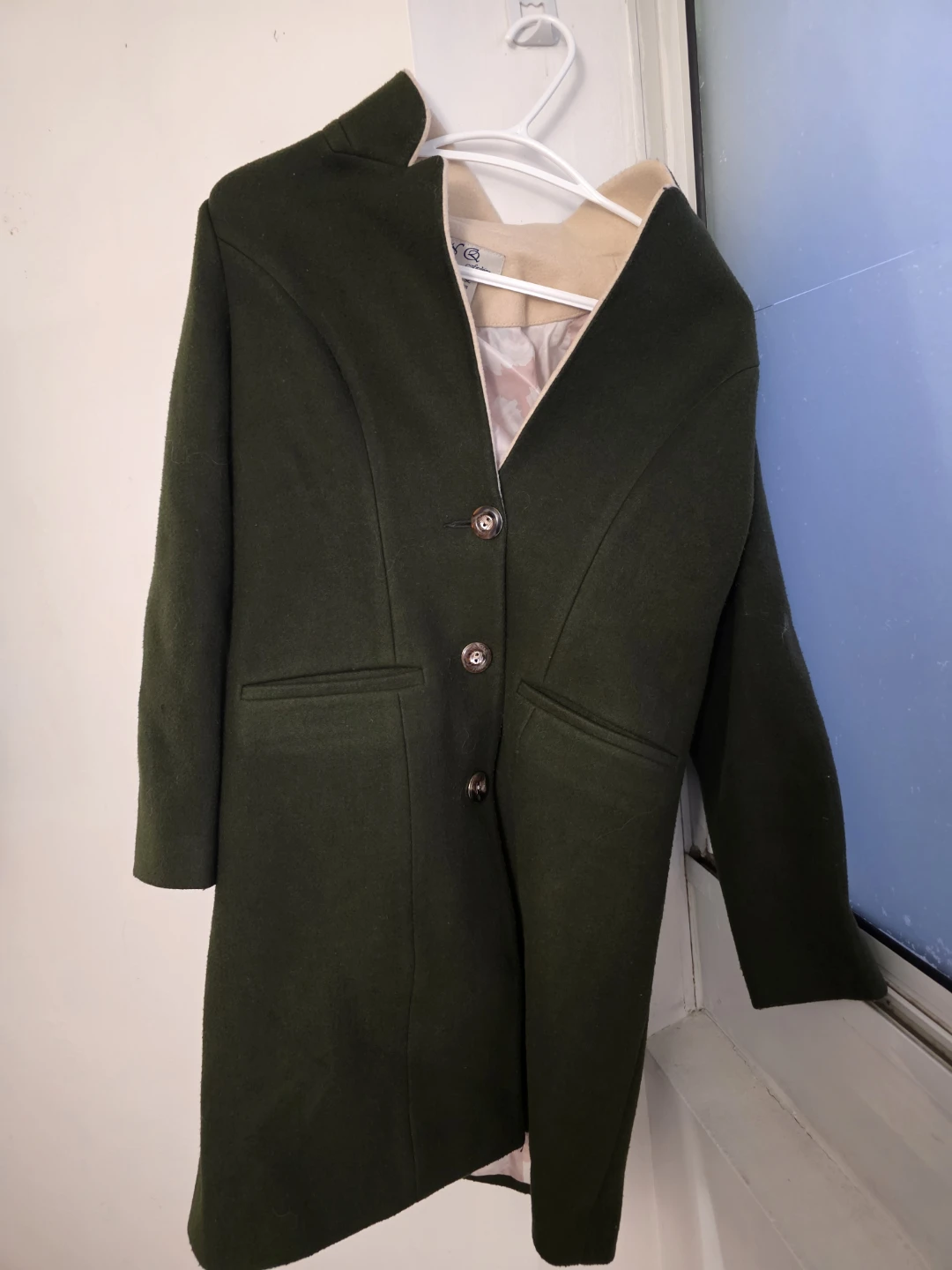 Dark Green Wool-Blend Coat