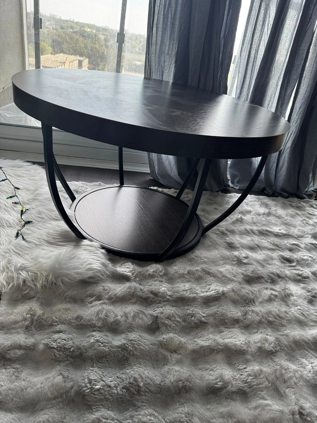 Dark Wood Round Coffee Table