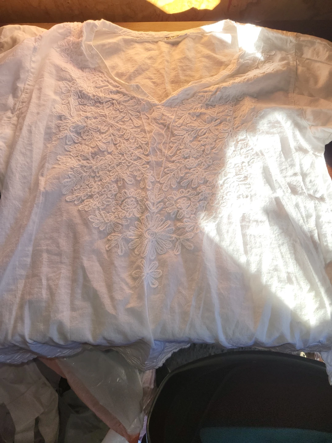 White Embroidered Cotton Blouse