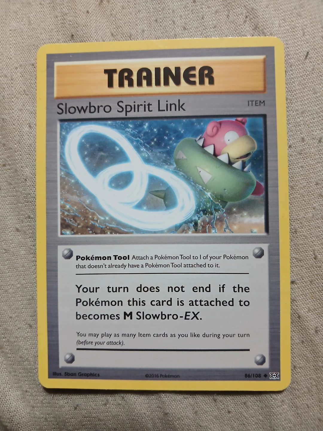 Slowbro Spirit Link Trainer 86/108 2016 Pokémon Card