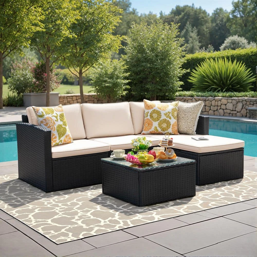 NEW In 2 Box (fit to SUV) 5Pc Beige Patio Furniture Set