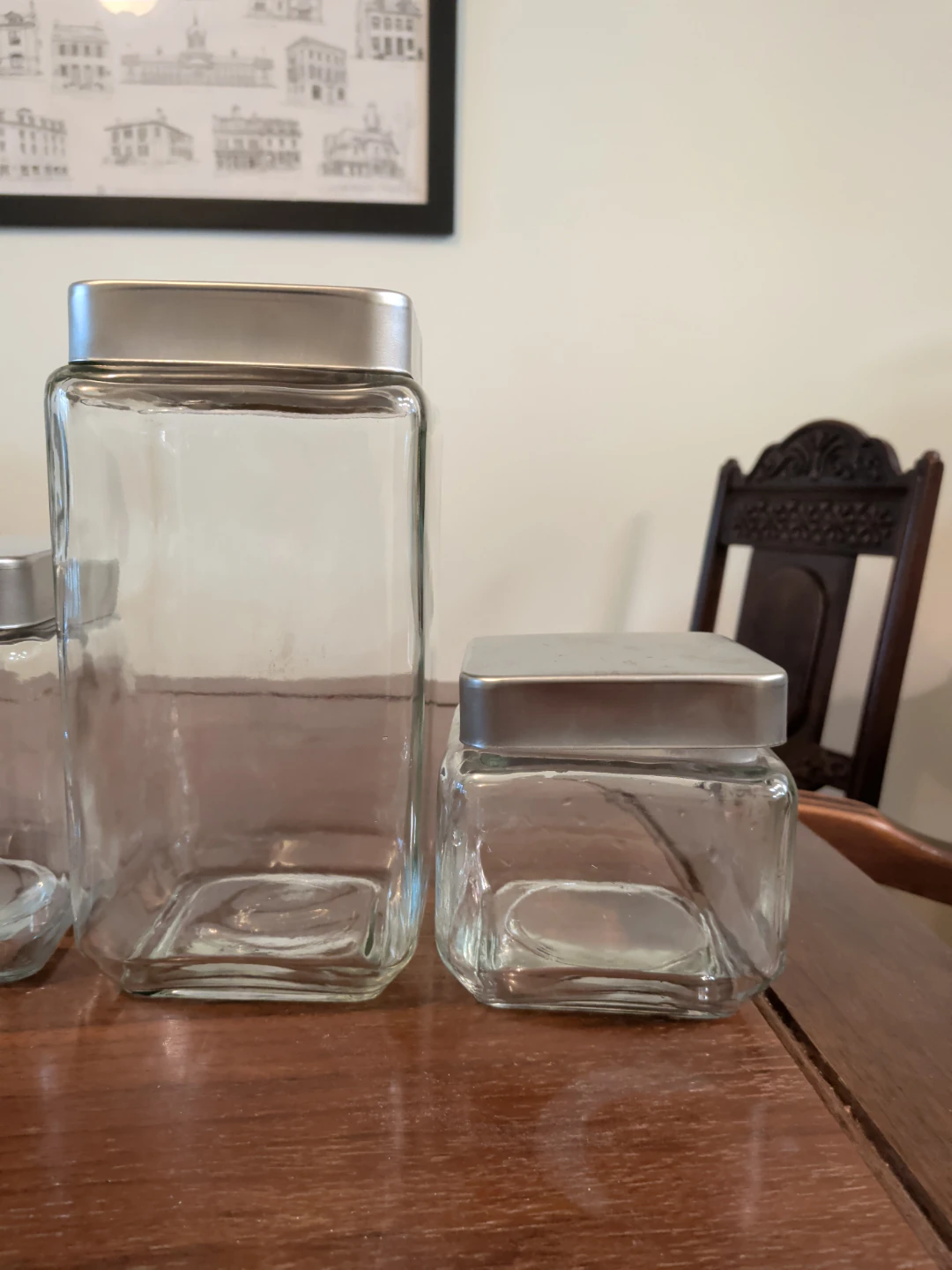 Set of 4 Glass Canisters with Silver Lids - photo 3