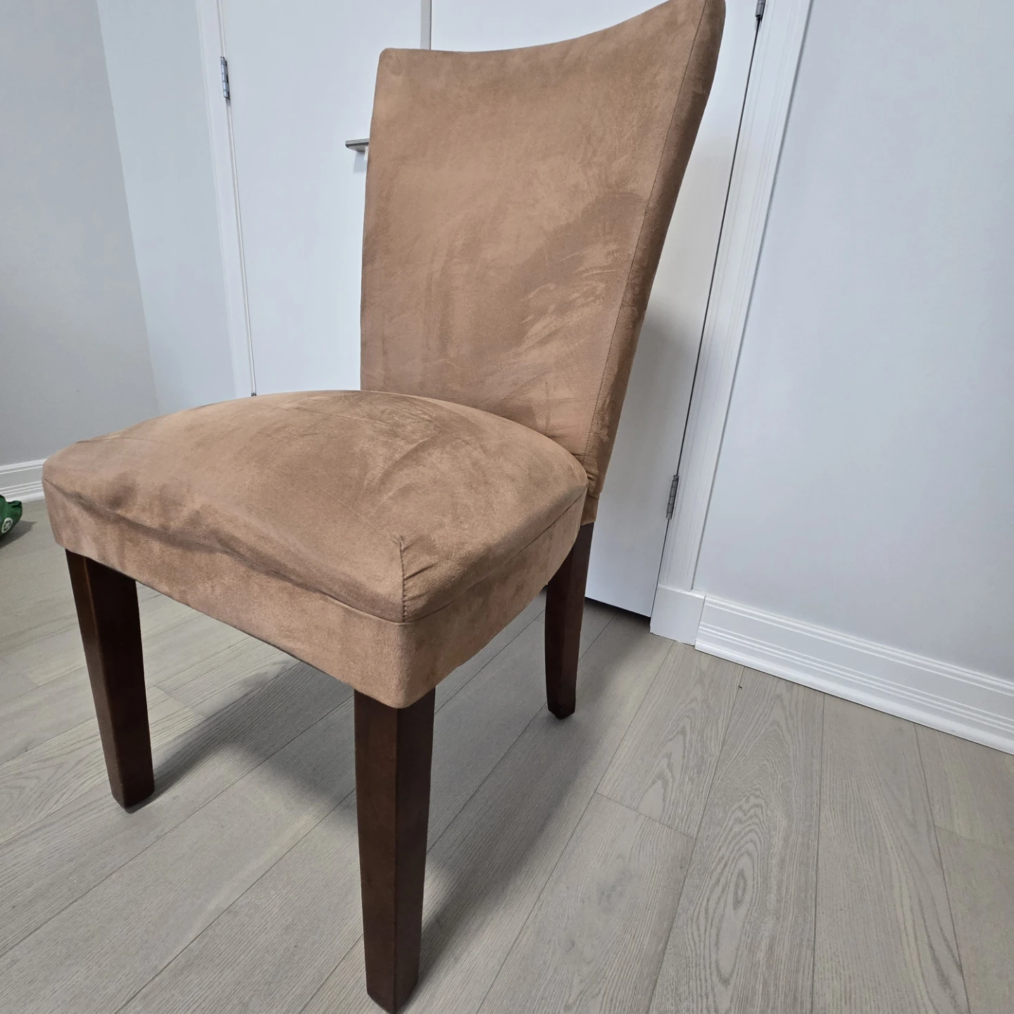 Set of 4 Brown Suede Dining Chairs