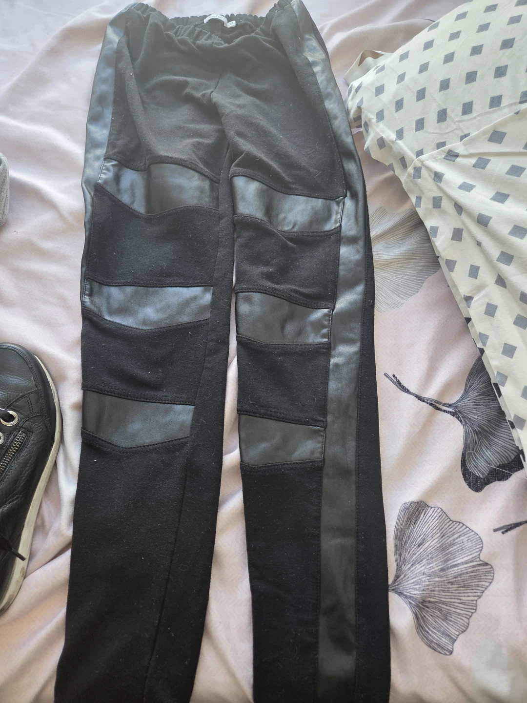 Katie Black Pants with Faux Leather Detailing - photo 2