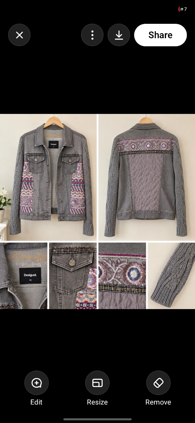 Desigual grey denim and knit jacket