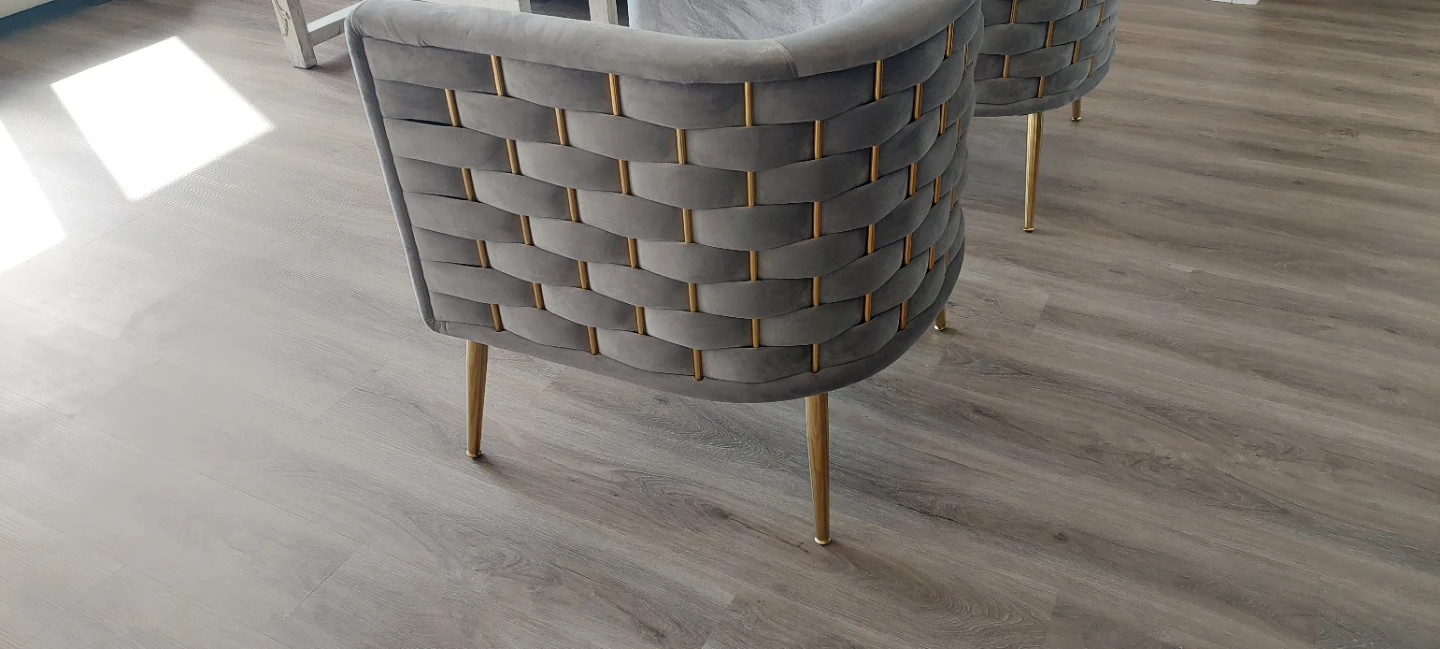 2 Grey Velvet Accent Chair with Gold Legs - photo 4