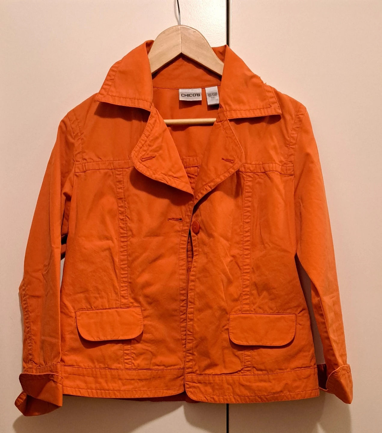 Chico's Orange Cotton Jacket - Size 1