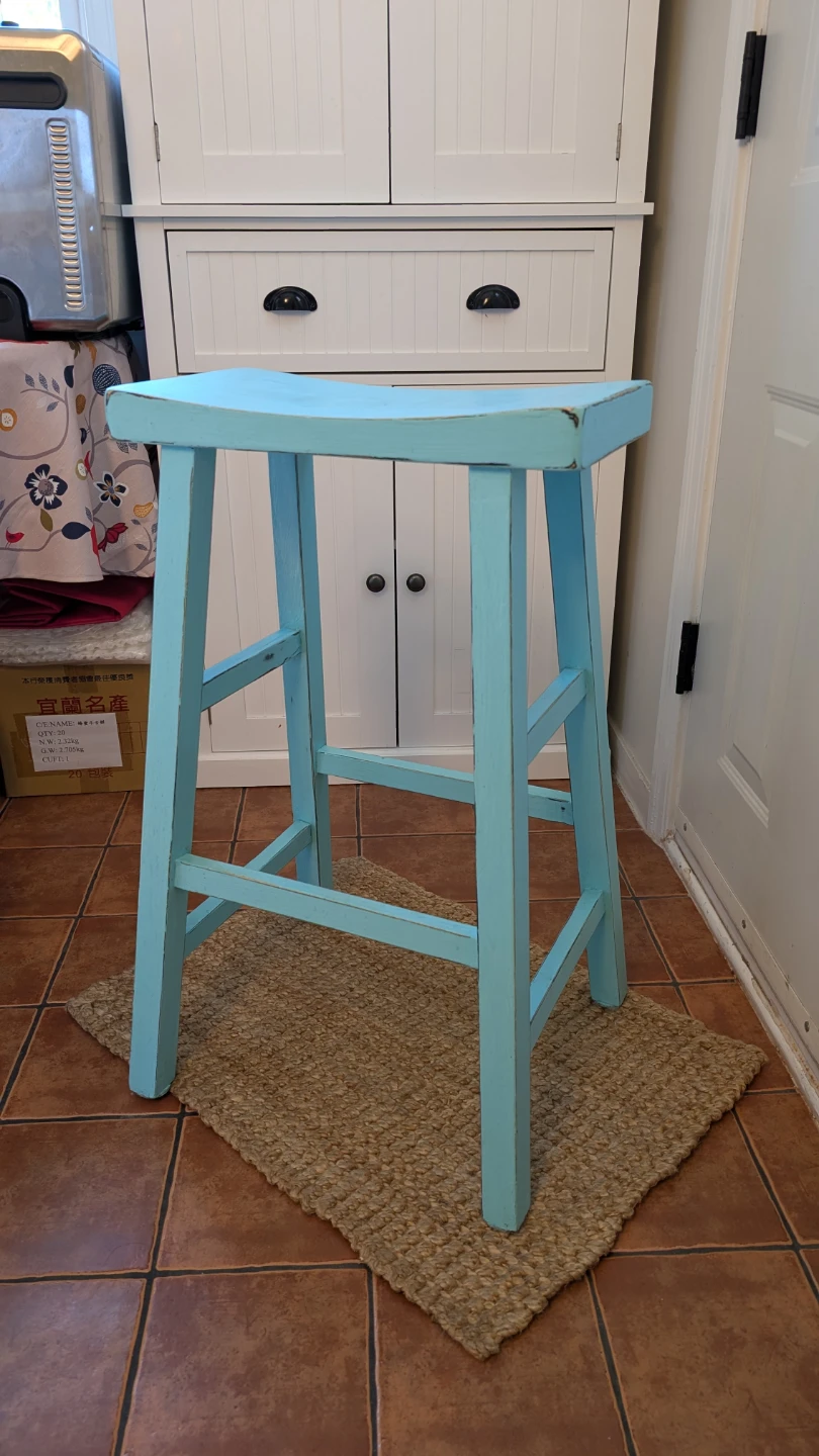 Wooden Bar Stool- shabby chic tiffany blue