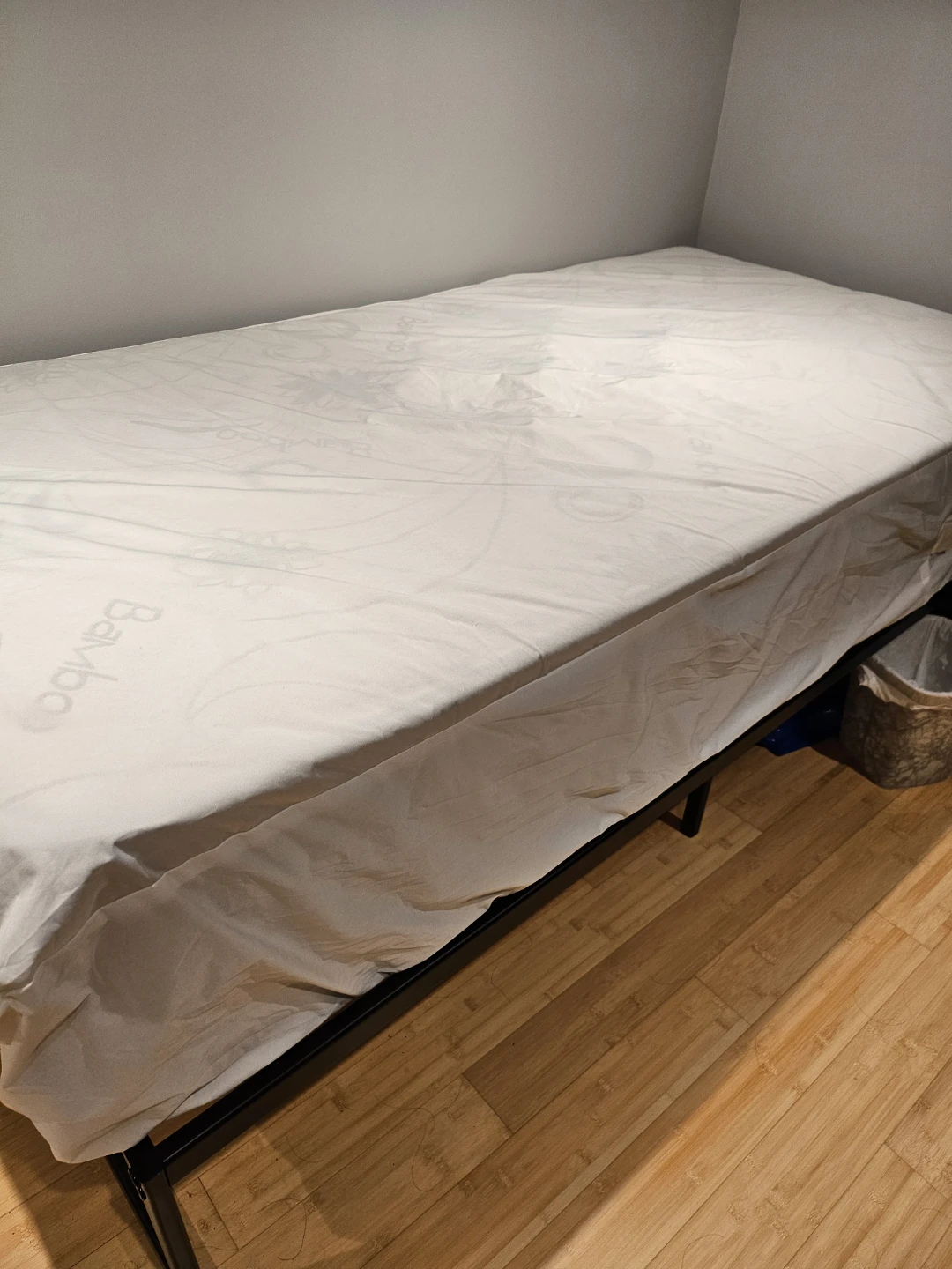 Mattress and Zinus Twin Bed Frame with Steel Slat Support